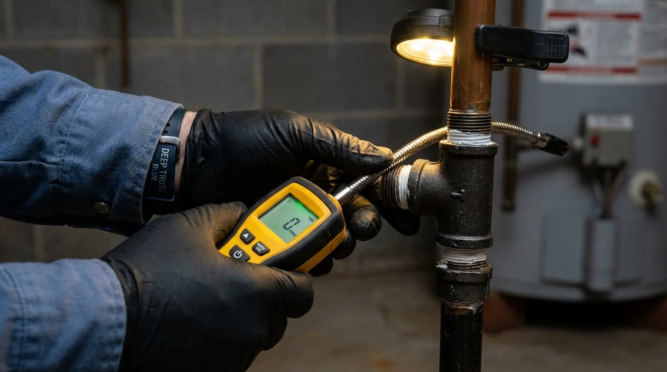 Gas leak detection with electronic sniffer by Johns Plumbing LLC in Thermopolis