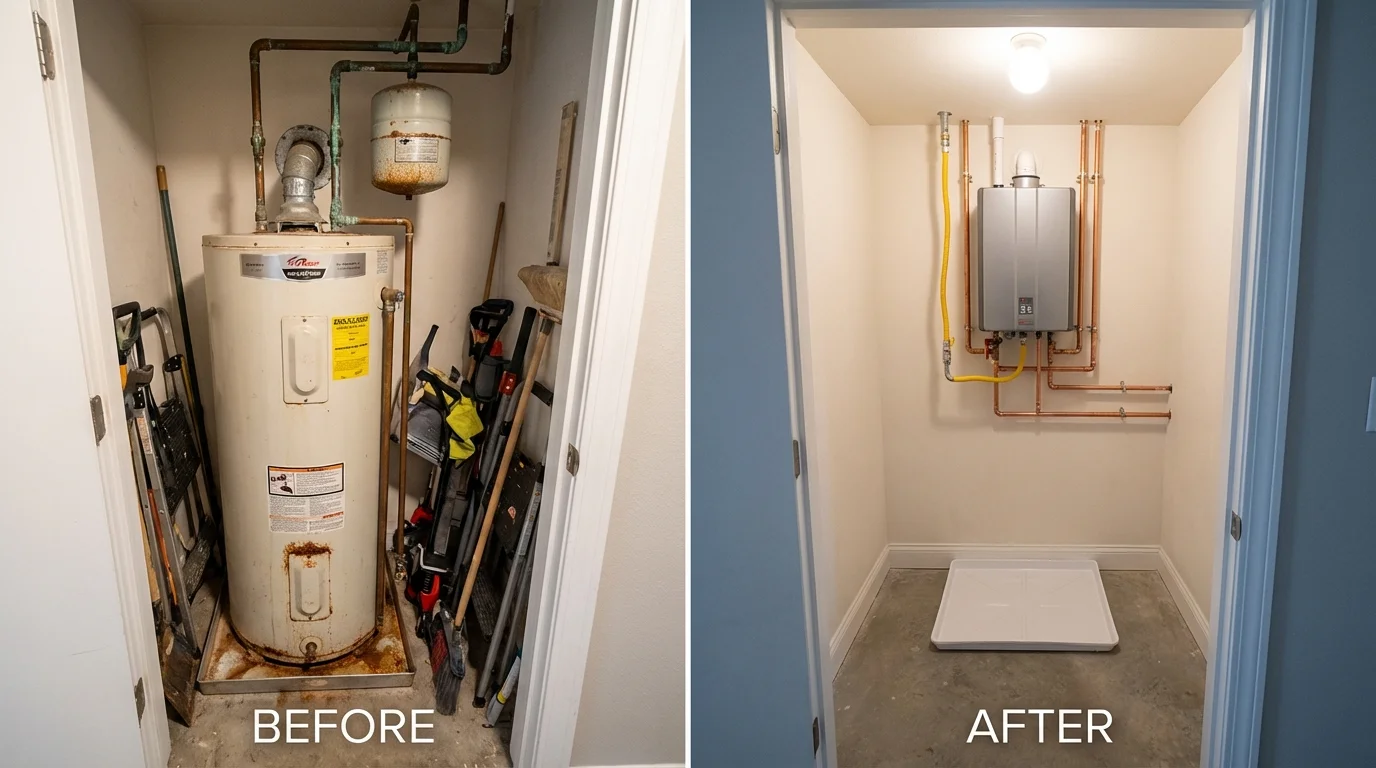 Tank water heater versus wall-mounted tankless unit comparison for Thermopolis, WY homeowners